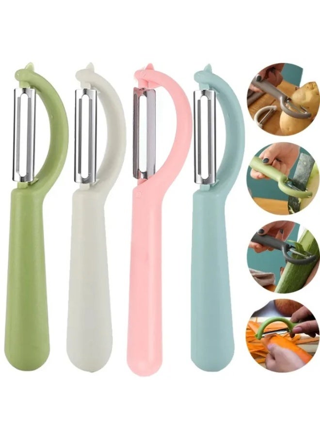 مقشرة خضروات وفواكه متعددة الاستخدامات – مقشرة بطاطس، تفاح، جزر وخيار بشفرة حادة من ستانلس ستيل ومقبض مريح من بلاستيك PP – تصميم دوار لتقشير سلس وسهل، مقاومة للصدأ، سهلة التنظيف، أداة مطبخ عملية للاستخدام اليومي - Image 1